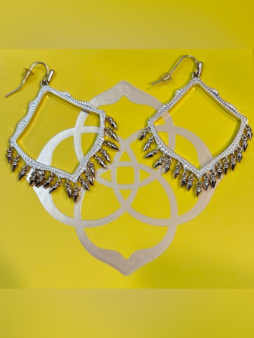 Retired Kendra Scott Harlow Gold Spike Fringe Statement Earrings